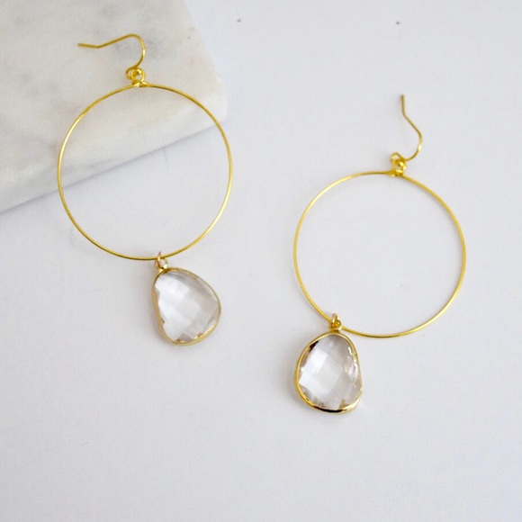 Glass Charm Hoop Earrings - Picture 1 of 4